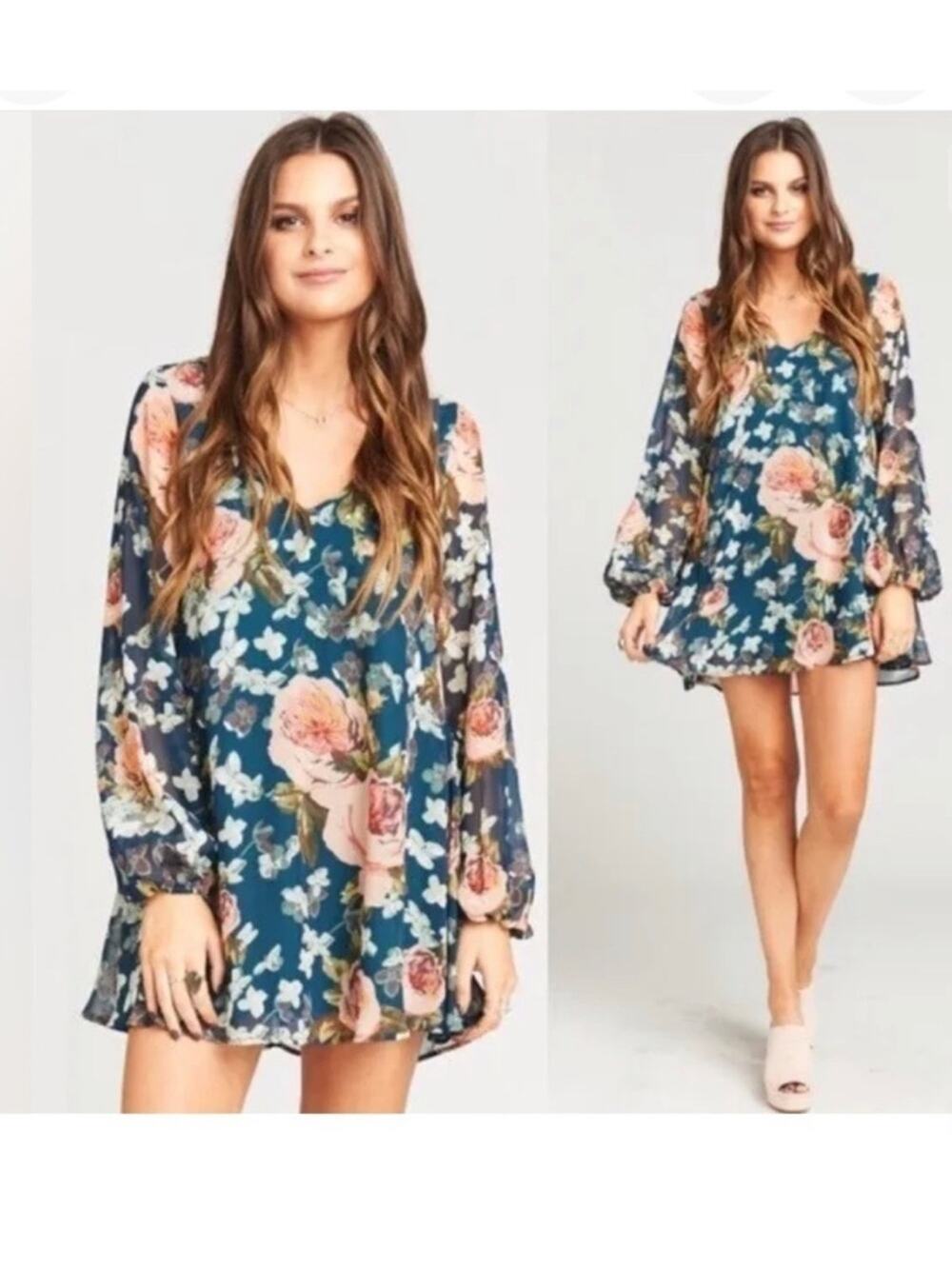 Show Me Your Mumu Donna Michelle Mini Dress Tunic Floral Green Size Small